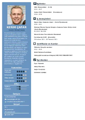 Tarih Öğretmeni Cv Örnekleri cv indir